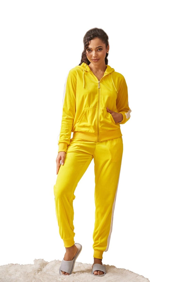 Facitisu Velour Tracksuits Womens 2 Piece Sets Velvet Sweatsuits Casual Outfits Hoodies Sweatpants - Image 1