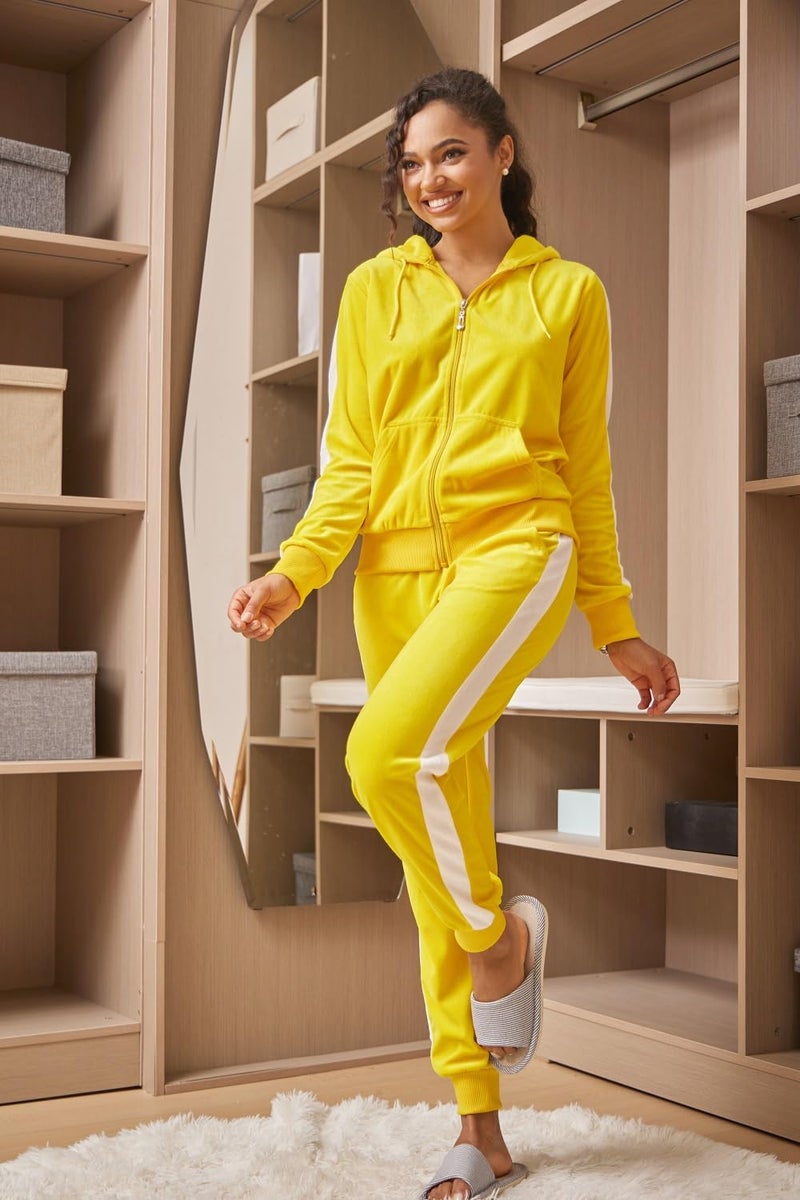 Facitisu Velour Tracksuits Womens 2 Piece Sets Velvet Sweatsuits Casual Outfits Hoodies Sweatpants - Image 3