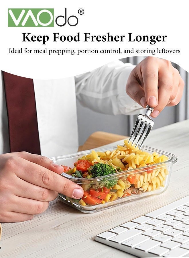 فاو دو 20 قطعة من حاويات تخزين الطعام الزجاجية مع أغطية، حاويات زجاجية لإعداد الوجبات، صناديق غداء زجاجية محكمة الغلق، آمنة للاستخدام في الميكروويف والفريزر وغسالة الأطباق والفرن، مانعة للتسرب وخالية من مادة BPA، خضراء 1040 مل و370 مل - Image 5