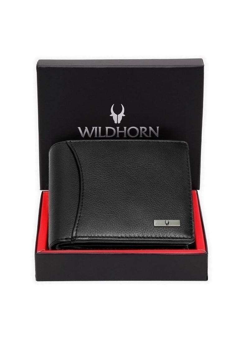 WildHorn Leather Wallet for Men, Black,(Pack of 1) - Image 1