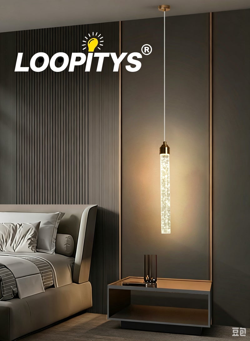LOOPITYS 35CM Pendant Lighting Fixture Contemporary Crystal LED Bedroom Hanging Pendant Lamp Modern Dining Room Ceiling Hanging Ligh - Image 1