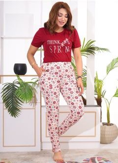 Star Tex Women's Cotton Home Summer Pajama Set Unique Design Simple Embroidery with Attractive Plaid Pants 2 Piece Set  - Image 5
