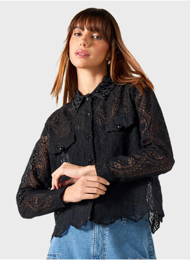 تواكستريمز Embellished Button Down Shirt