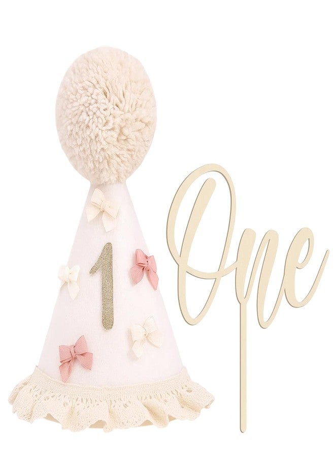 CZFSWT 2Pcs First Birthday Hat Set, Boho 1st Birthdays Hats with Bow, One Year Old Birthday Hat Suitable for Theme Celebration Activities, Milestone Photography, Souvenir Making - Image 1