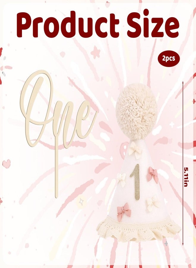 CZFSWT 2Pcs First Birthday Hat Set, Boho 1st Birthdays Hats with Bow, One Year Old Birthday Hat Suitable for Theme Celebration Activities, Milestone Photography, Souvenir Making - Image 2
