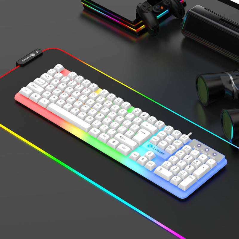 LIMEIDE Li magnesium upgraded GTX350 luminous keyboard mouse USB mechanical feel wired spherical keycap coverTX35 ball cap single keyboard White TX35 ball cap single keyboard White 