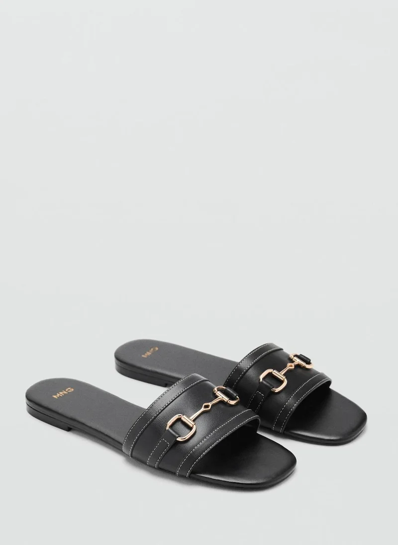 مانجو Casual Buckle Leather Sandals