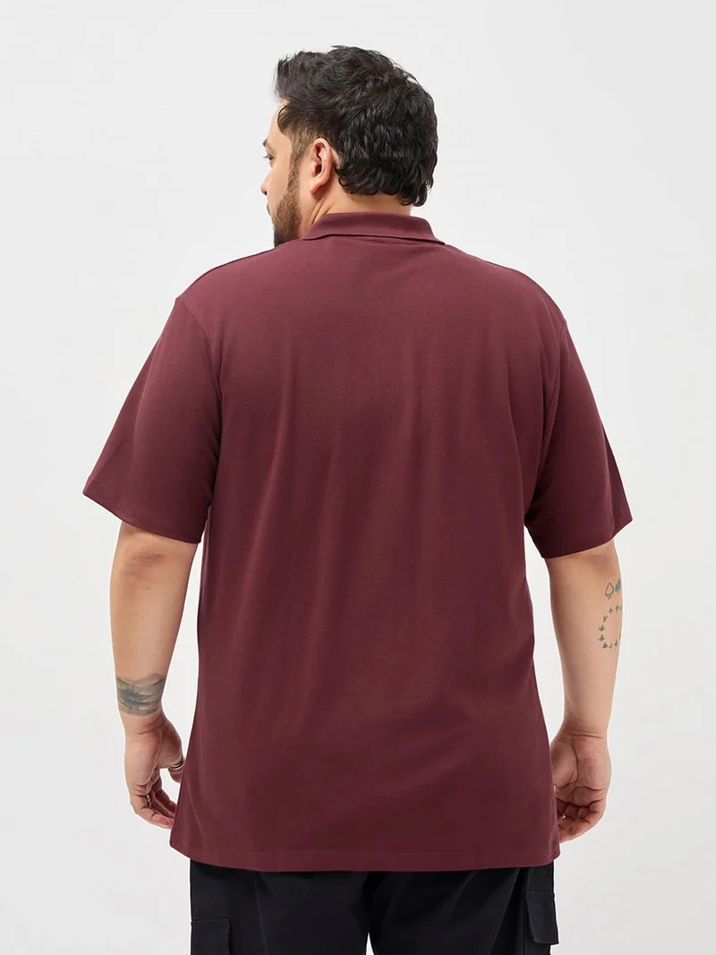 Urbano Fashion  Urbano Plus Men's Maroon Solid Regular Fit Half Sleeve Cotton Polo T-Shirt  | Best Price UAE