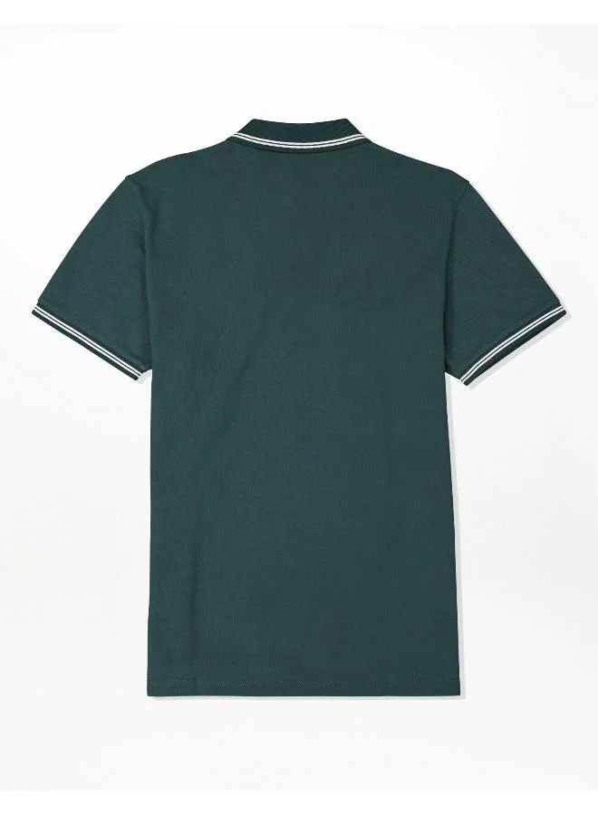 امريكان ايجل Collar Line Logo Detail Short Sleeve Polo Shirt