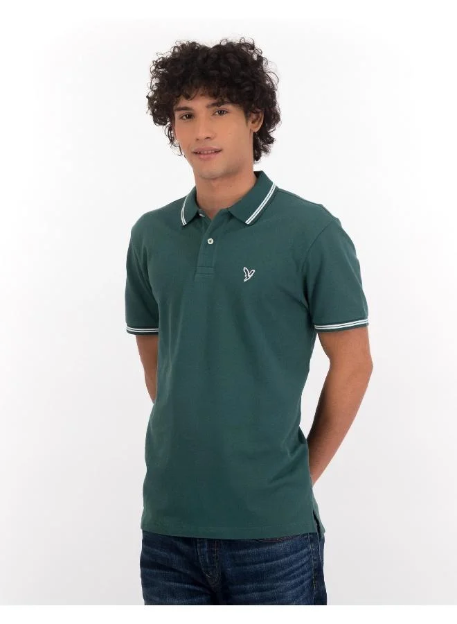 امريكان ايجل Collar Line Logo Detail Short Sleeve Polo Shirt