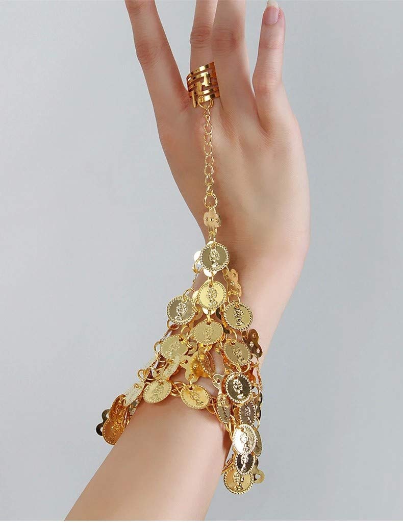 Seawhisper Fortune Teller Necklace Belly Dance Golden Coins Bracelets Gypsy Jewelry - Image 4