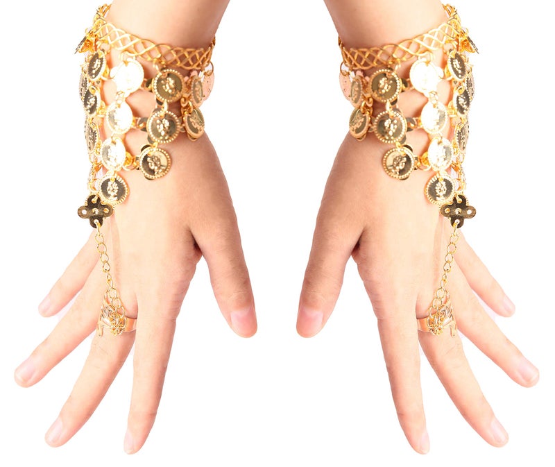Seawhisper Fortune Teller Necklace Belly Dance Golden Coins Bracelets Gypsy Jewelry - Image 3