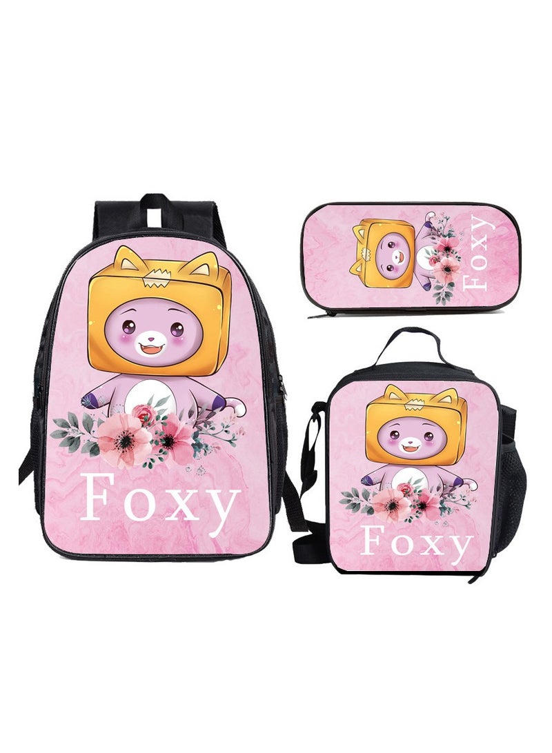 SKT Shiketro lankybox cartoon print school bag kindergarten lunch bag shoulder bag primary school student pencil bag backpack  - Image 1