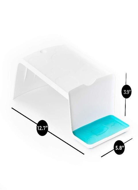 Smart Design Sud Station - White, 3-Pack - Easy-to-Use Angled Liquid Laundry Detergent Stand with No-Spill Drip Tray for Laundry Room Organization and Storage