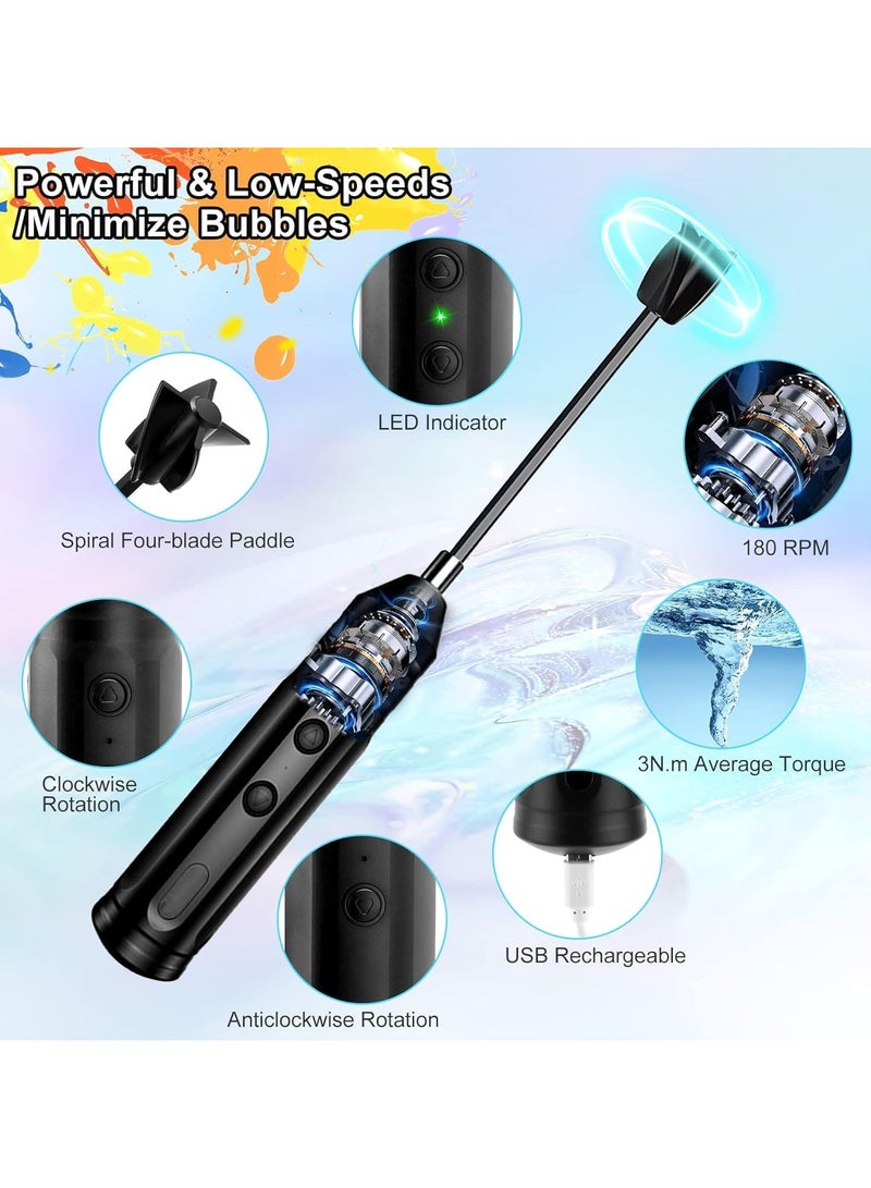 Ru syanl Epoxy Resin Mixer with 2 PCS Epoxy Mixer Paddles Rechargeable Powerful and Slow Motor for Epoxy Resin Silicone Paint Mixing Without Bubbles DIY Crafts Tumbler Jewelry Resin Casting  - Image 3