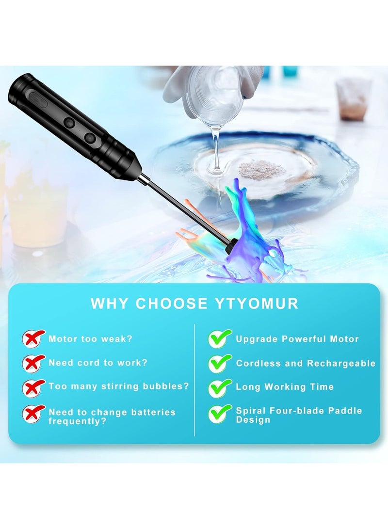 Ru syanl Epoxy Resin Mixer with 2 PCS Epoxy Mixer Paddles Rechargeable Powerful and Slow Motor for Epoxy Resin Silicone Paint Mixing Without Bubbles DIY Crafts Tumbler Jewelry Resin Casting  - Image 4