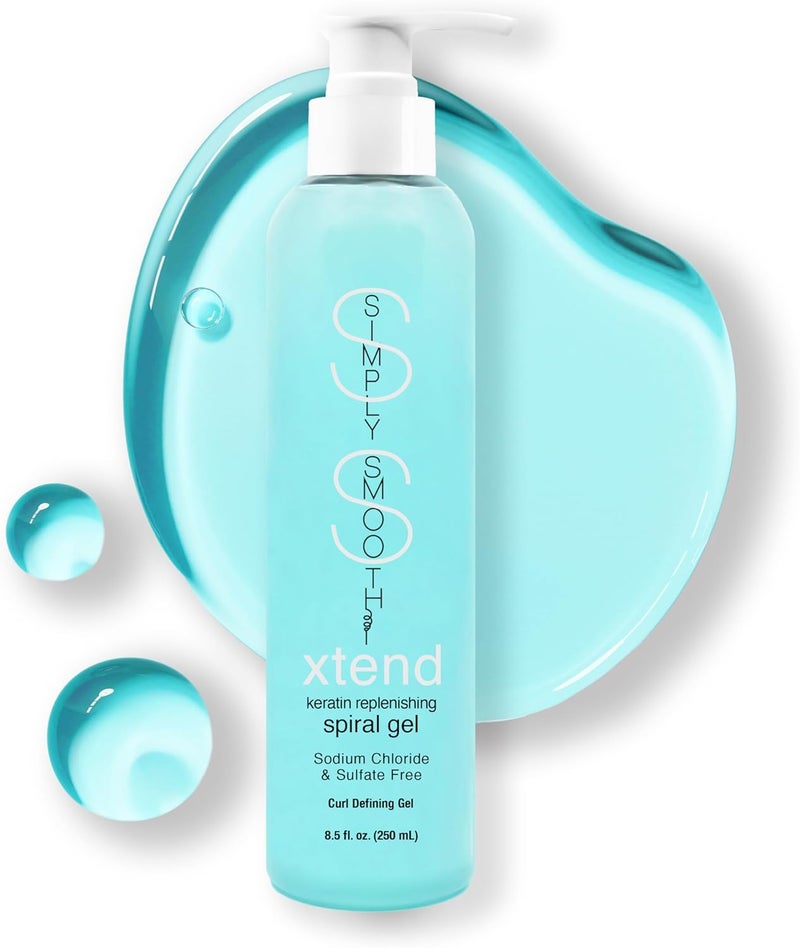 SIMPLY SMOOTH Xtend Keratin Replenishing Spiral Gel - Lightweight Curl Defining Gel for Bouncy Curls and Frizz Control - 8.5 Oz - Image 1
