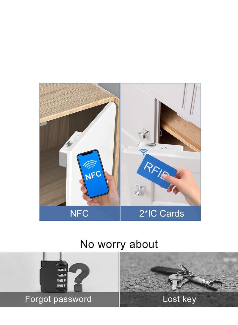 Zikra Cabinet Lock, RFID Hidden Cabinet Lock Bluetooth Electronic Cabinet Lock DIY Child Safety Lock for Cabinet Drawer Locker Cupboard Concealment Furniture - Image 2