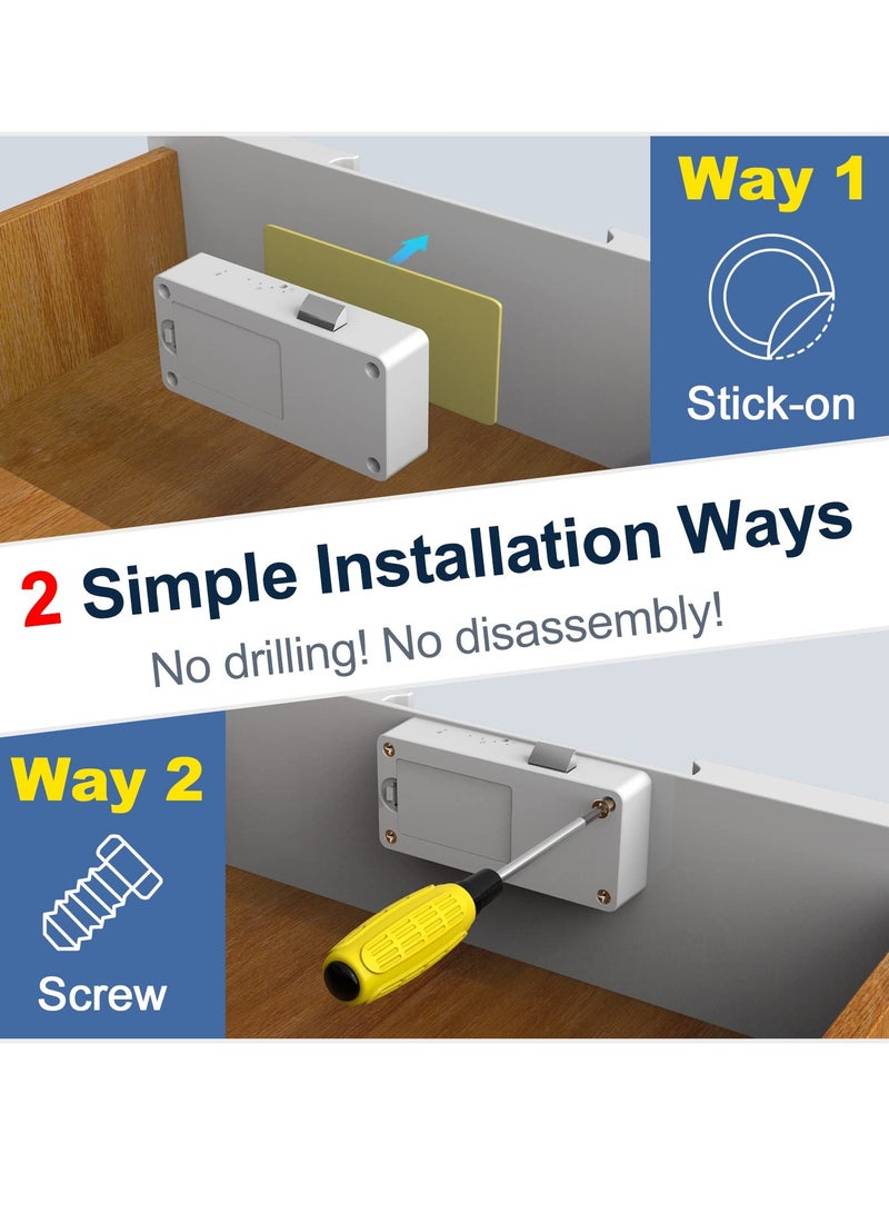 Zikra Cabinet Lock, RFID Hidden Cabinet Lock Bluetooth Electronic Cabinet Lock DIY Child Safety Lock for Cabinet Drawer Locker Cupboard Concealment Furniture - Image 3