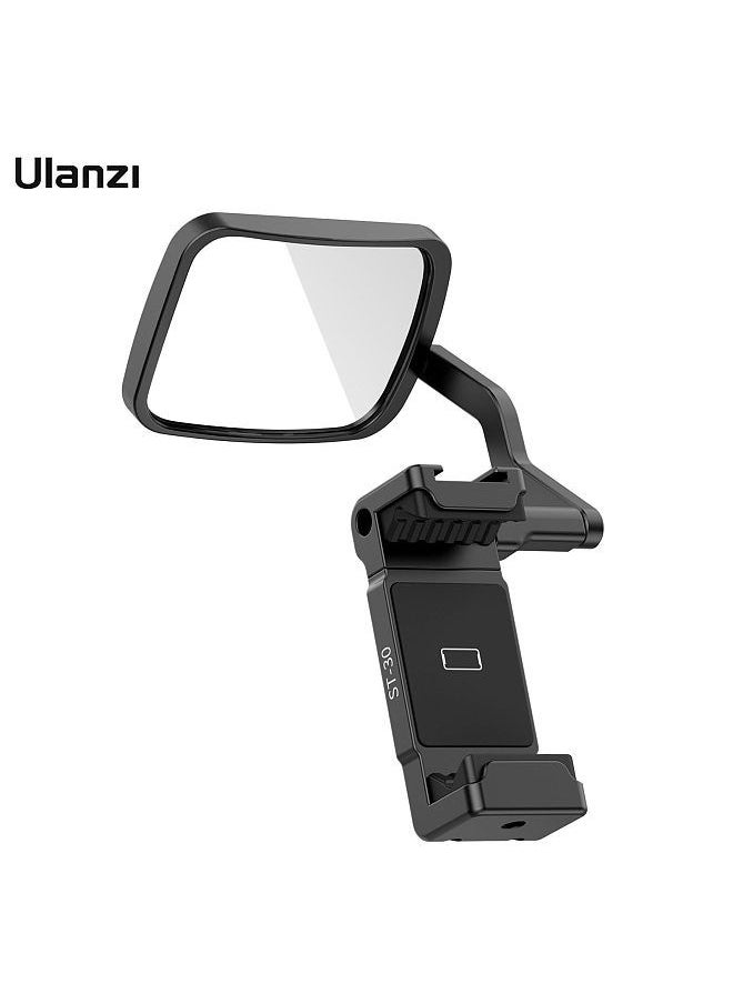 Ulanzi - Ulanzi ST-30 مشبك هاتف ومجموعة مرآة قلابة من سبائك الألومنيوم حامل هاتف حامل ثلاثي للهاتف مع مرآة سيلفي حامل حذاء بارد للهواتف الذكية ومدونة فيديو سيلفي وتسجيل فيديو مباشر - Image 1