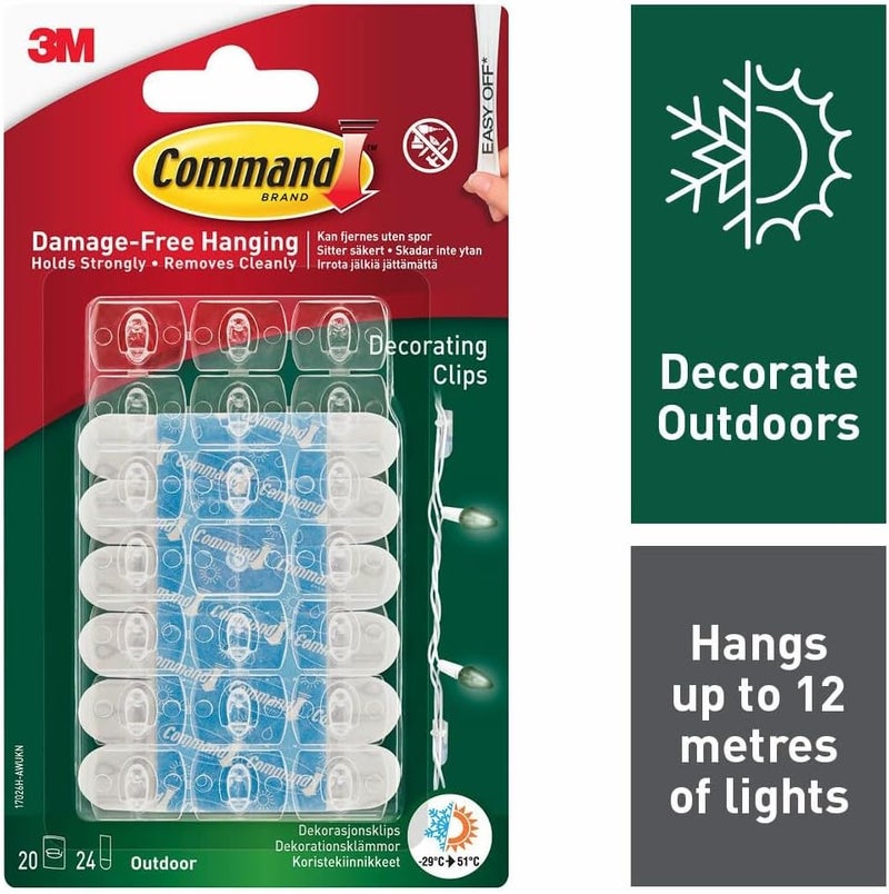 Command Decorating Clips, Pack of 20 Mini Hooks and 24 Small Adhesive Strips - Image 2