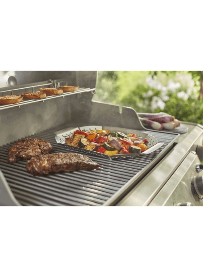 Weber Original Premium Durable Stainless Steel Grilling Basket Silver Large JAH6678 - Image 1