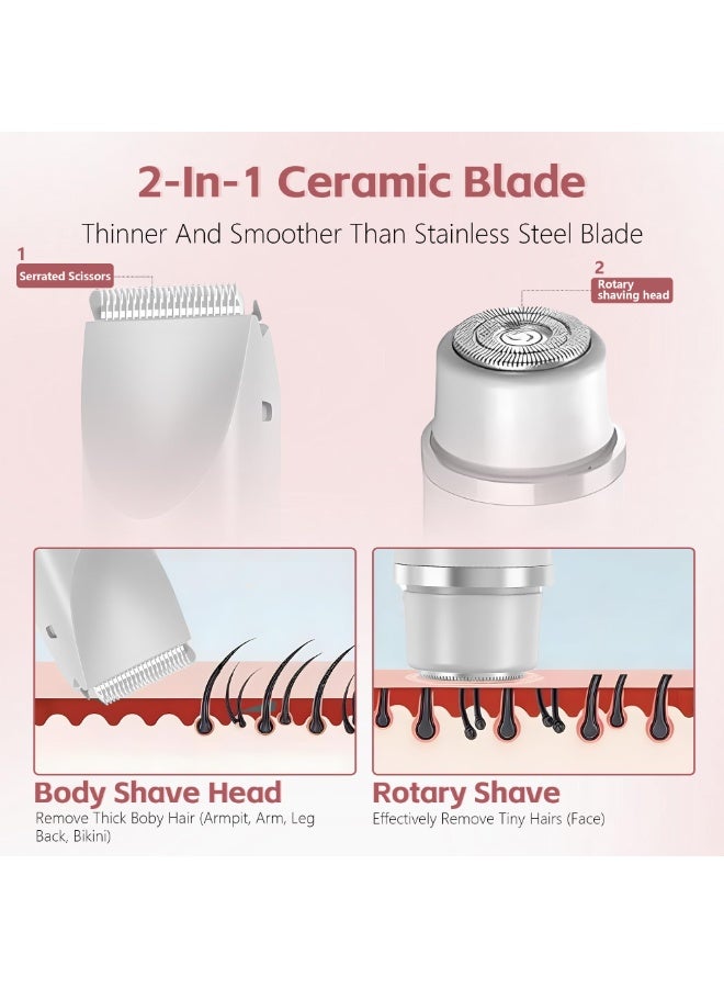 Bukela 2025 New 2-in-1 Women's Hair Remover, IPX7 Waterproof Electric Shaver with LED Light, Ceramic Blade, USB Fast Charging, for Bikini/Underarm/Legs,Gift for Women,Blue - Image 3