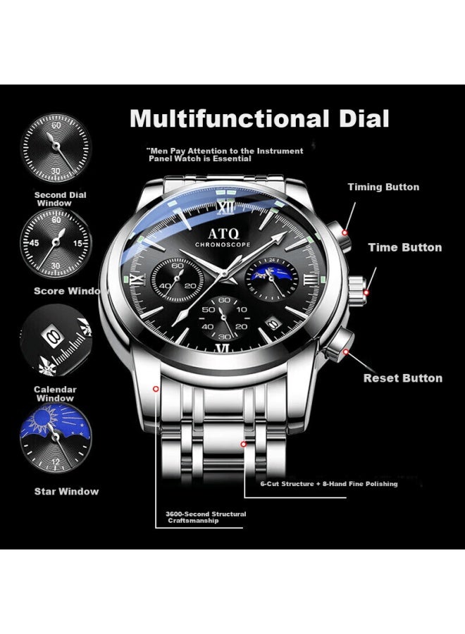 Atq Swiss Quality Watch For Men, Business Mechanical Style With Luminous Steel Band, Light Luxury New Year Valentine's Day Gift For Boyfriend Or Husband - Image 2