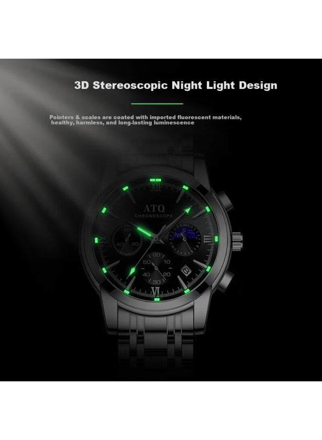 Atq Swiss Quality Watch For Men, Business Mechanical Style With Luminous Steel Band, Light Luxury New Year Valentine's Day Gift For Boyfriend Or Husband - Image 3
