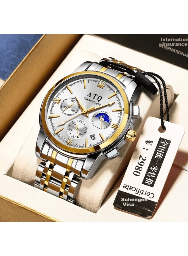Atq Swiss Quality Watch For Men, Business Mechanical Style With Luminous Steel Band, Light Luxury New Year Valentine's Day Gift For Boyfriend Or Husband - Image 1