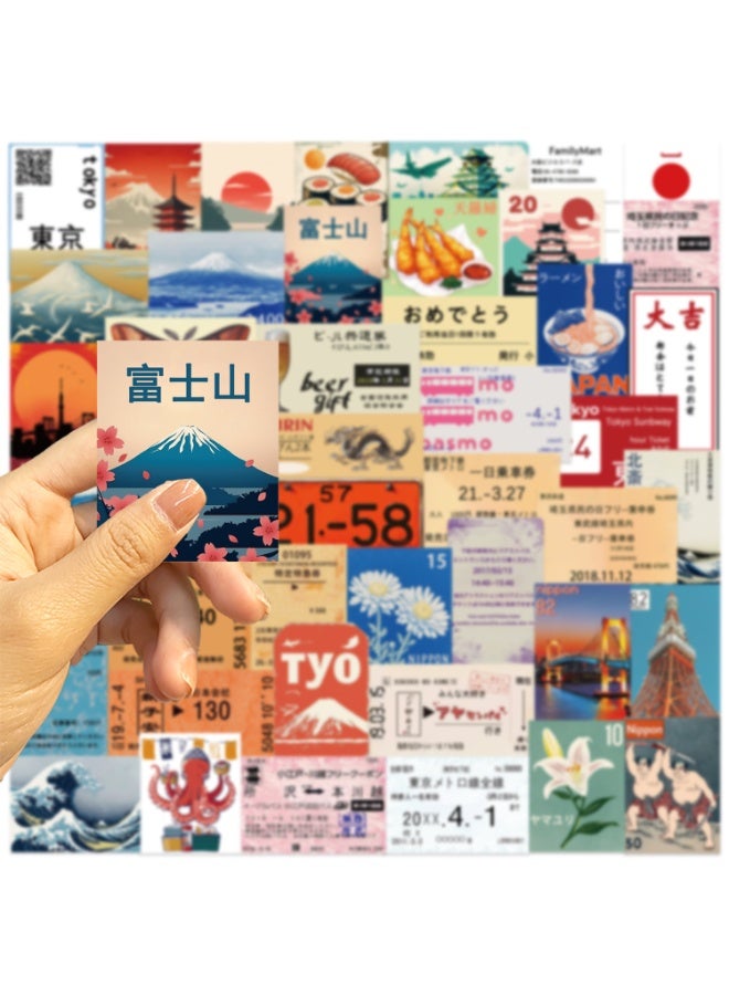 Japanese Travel Culture Stickers for Water Bottles 50 Pcs Cute Waterproof Beautiful and Fashionable Youth Stickers Suitable for Cups Phones Guitars Suitcases Piano Skateboard - Image 2