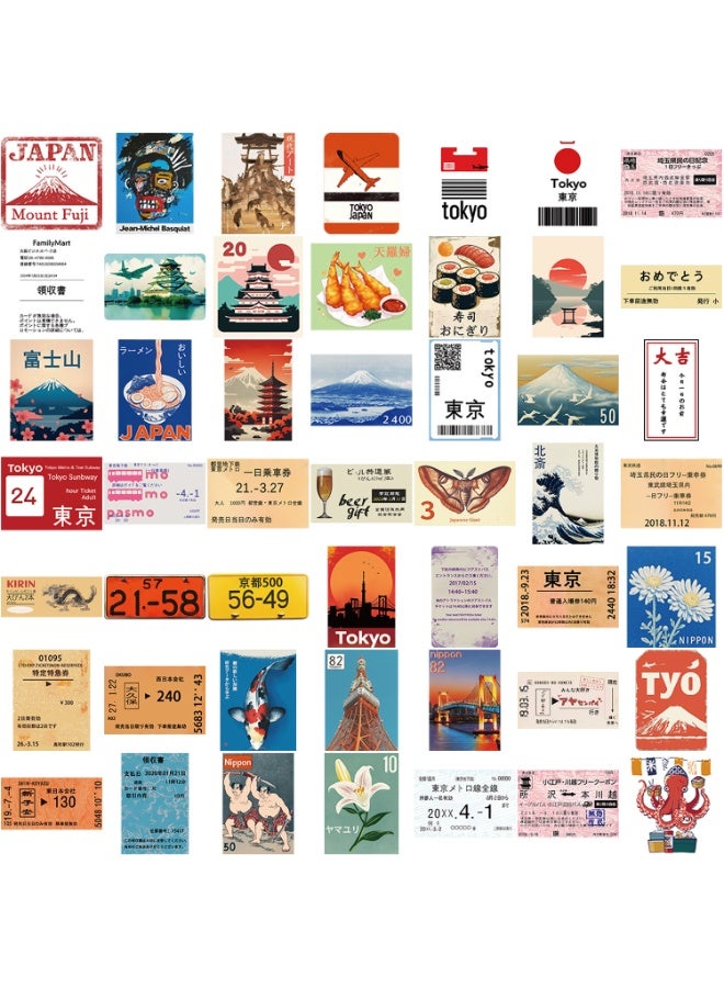 Japanese Travel Culture Stickers for Water Bottles 50 Pcs Cute Waterproof Beautiful and Fashionable Youth Stickers Suitable for Cups Phones Guitars Suitcases Piano Skateboard - Image 3