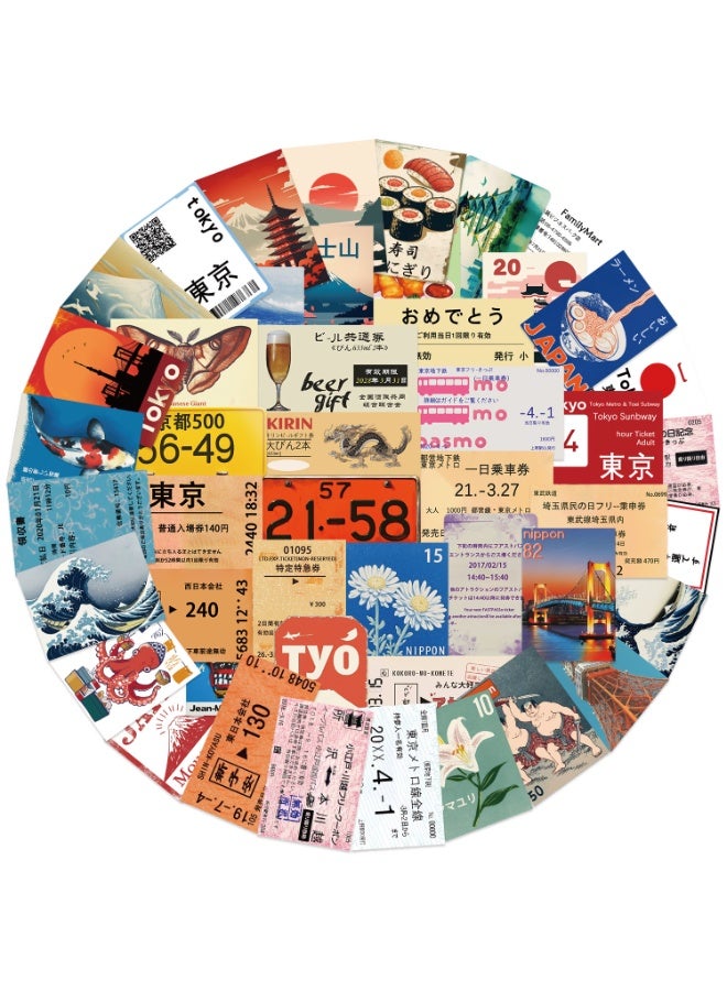 Japanese Travel Culture Stickers for Water Bottles 50 Pcs Cute Waterproof Beautiful and Fashionable Youth Stickers Suitable for Cups Phones Guitars Suitcases Piano Skateboard - Image 1