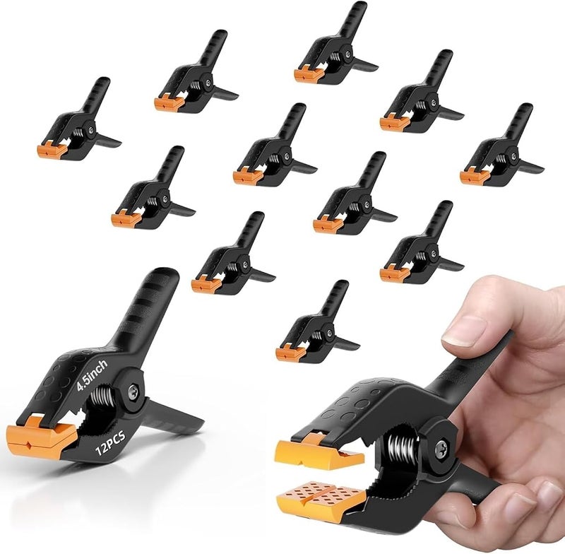 EMART Spring Clamps 12 Pack, 4.5 inch Photography Backdrop Clips, Orange - Image 1