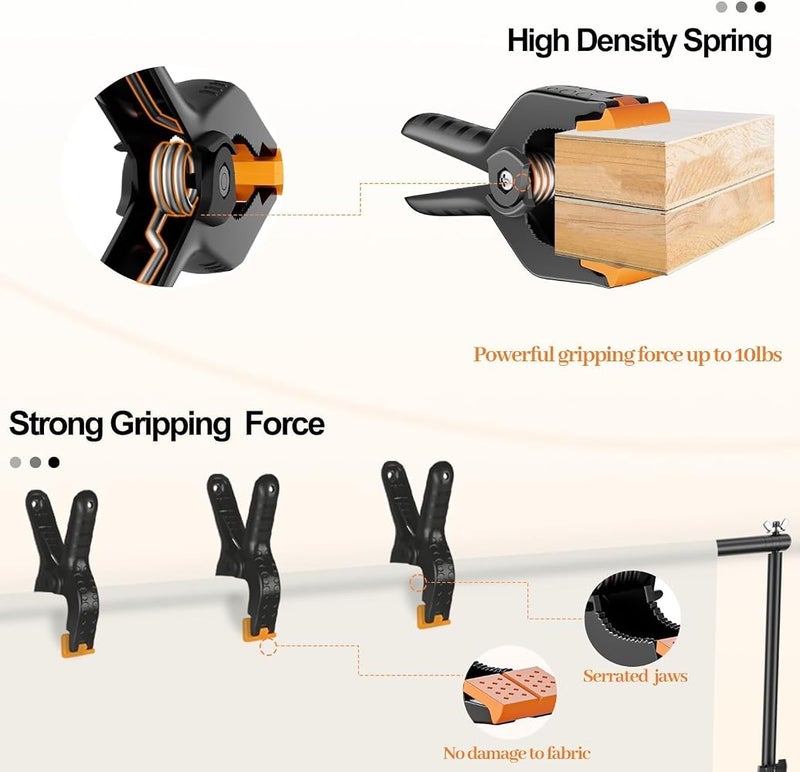EMART Spring Clamps 12 Pack, 4.5 inch Photography Backdrop Clips, Orange - Image 4