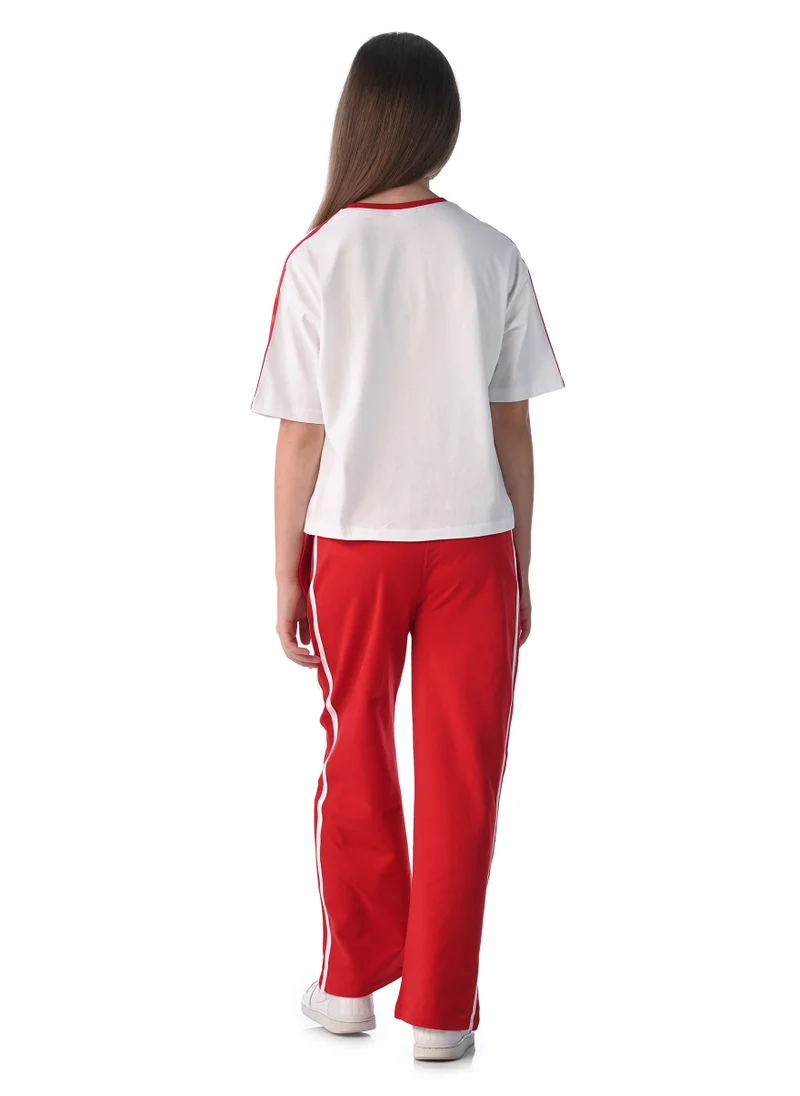 victor and jane victor and jane girls 2 pc set - Embellished top with Matching straight pants with Tape Detail
