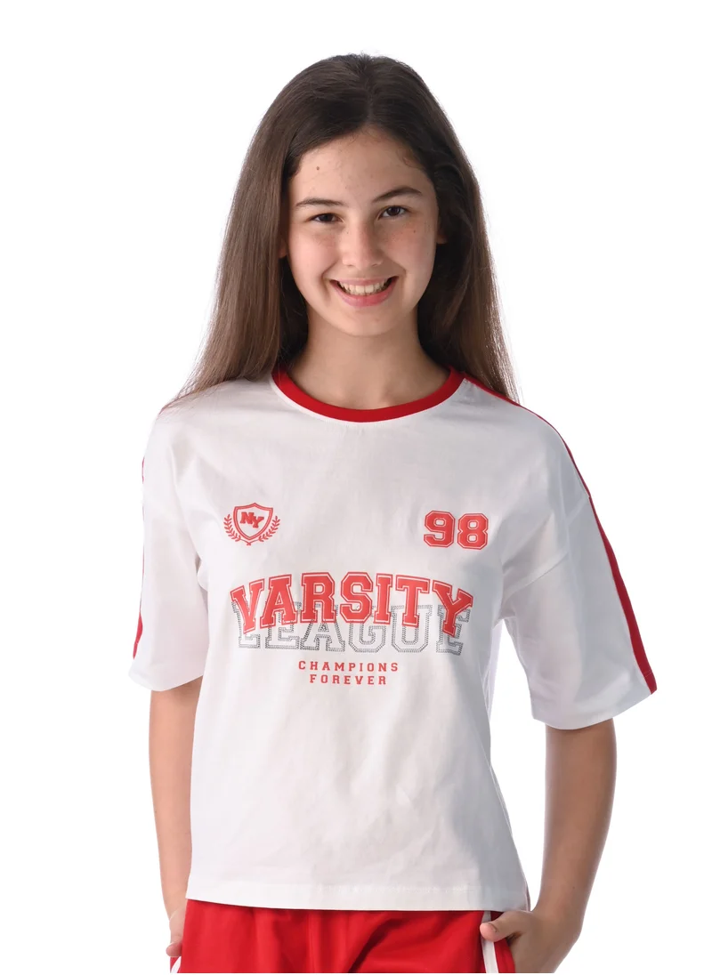 victor and jane victor and jane girls 2 pc set - Embellished top with Matching straight pants with Tape Detail