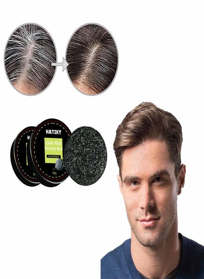 HATIKY Gray Hair Reverse Bar - Mane Gray Reverse Bar Hair Darkening Shampoo Black Soap,Gray Hair Coverage Soap Gray White Hair Repair for Women and Men (2Pcs) (2 pack normal) - Image 1