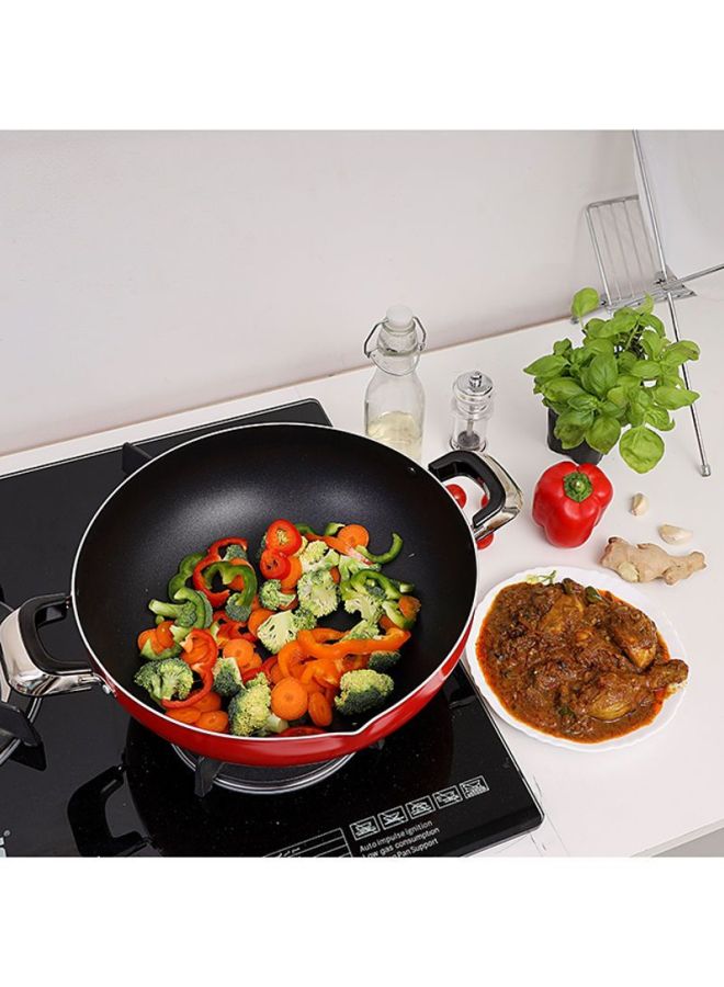 Royalford Kadai Wok Pan 26 CM – Induction Safe Non-Stick Granite Coated Frypan with Heat-Resistant Handles, Durable Cookware Casserole Pan for Frying, Sautéing & Cooking Red 26 CMcm - Image 5