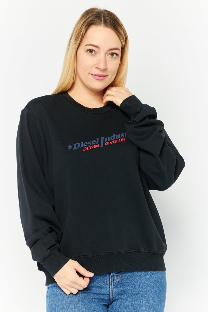 DIESEL Women Crew Neck Graphic Print Long Sleeves Sweatshirt, Black - Image 1