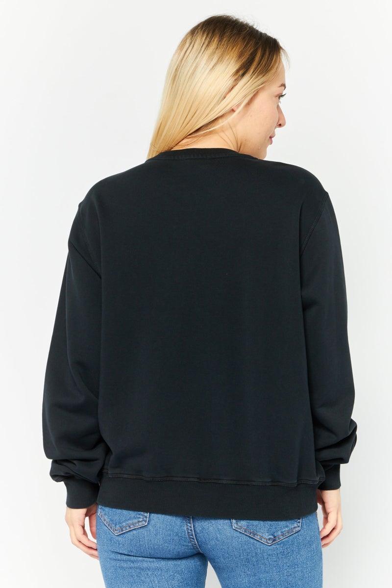 DIESEL Women Crew Neck Graphic Print Long Sleeves Sweatshirt, Black - Image 4