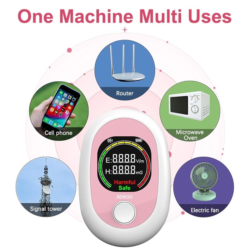 Geiger Counter, RD600 EMF Meter Mini Electromagnetic Radiation Detector Electric Field Tester Magnetics Radio Test Sound Light Alarm Home, Office, Outdoor - Image 3