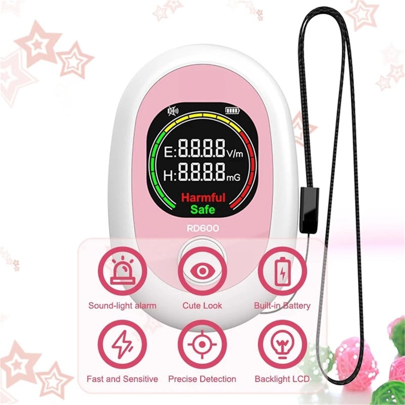Geiger Counter, RD600 EMF Meter Mini Electromagnetic Radiation Detector Electric Field Tester Magnetics Radio Test Sound Light Alarm Home, Office, Outdoor - Image 4