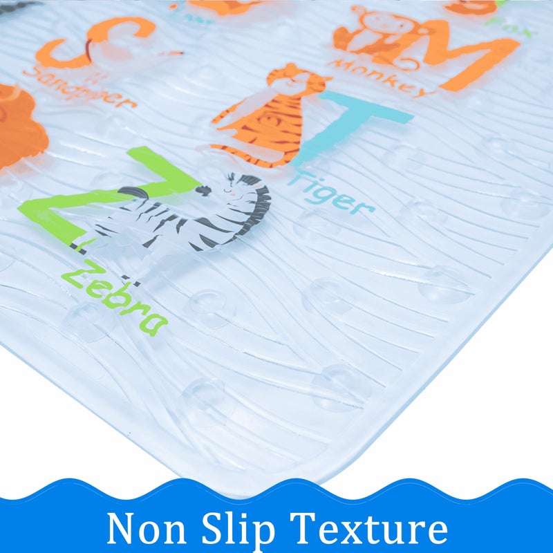 BEEHOMEE Bath Mats for Tub Kids,Baby Toddler - Large Cartoon Non-Slip Bathroom Bathtub Anti-Slip Shower Mats for Floor 35x15,Machine Washable XL Size Bathroom Mats (Alphabet) - Image 5