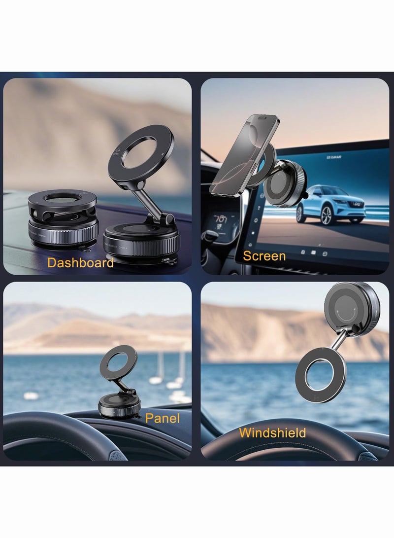 OULIYO Upgraded 360° Vacuum Magnetic Suction Car Phone Holder for Magsafe, Hands-Free Suction Cup Phone Mount for Windshield/Gym/Smooth Surface, Vacuum Magnet Phone Stand for All Smartphone - Image 3