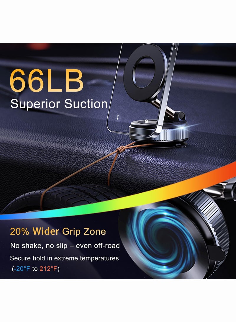 OULIYO Upgraded 360° Vacuum Magnetic Suction Car Phone Holder for Magsafe, Hands-Free Suction Cup Phone Mount for Windshield/Gym/Smooth Surface, Vacuum Magnet Phone Stand for All Smartphone - Image 4