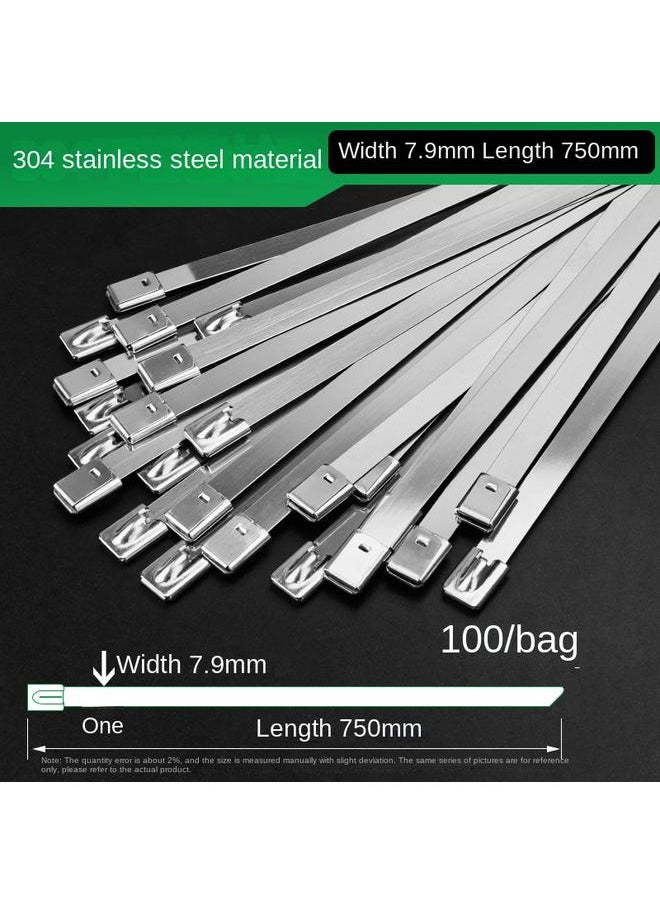 Bluejw 304 Stainless Steel Cable Tie 4.6*300 Self-locking Metal Marine Cable Tie Belt Outdoor High Temperature Resistant Cable Tie Steel Belt  - Image 1