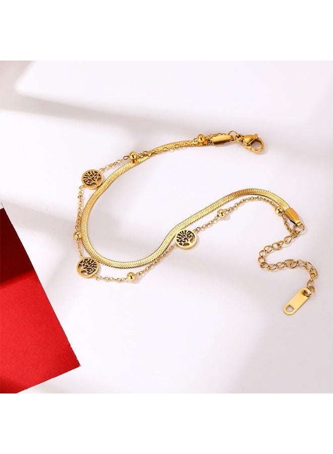 Tree of Life Pendant Bracelet for Women - Elegant Gold Plated Stainless Steel Chain, Inspirational Jewelry Gift for Her - Image 3