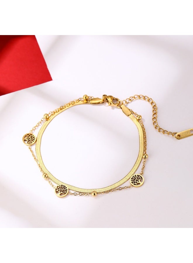 Tree of Life Pendant Bracelet for Women - Elegant Gold Plated Stainless Steel Chain, Inspirational Jewelry Gift for Her - Image 2