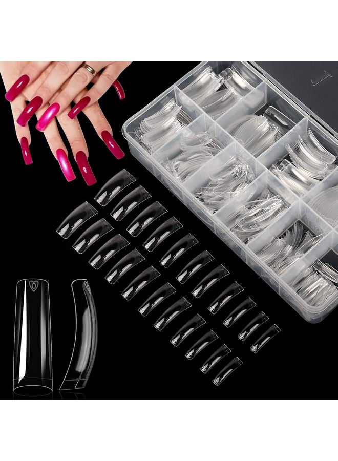Yokilly Clear Coffin Nails Tips 550Pcs Long C Curved Nail Tips For Acrylic Nails Professional Half Cover Square Soft Gel Fake Nail Tips For Dip Powder Nail Salons And Diy Nail Art - Image 1